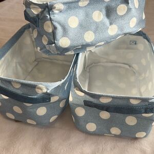 Steel Mill & Co. Storage Bin Set Of 3 Blue White Polka Dot Collapsible
